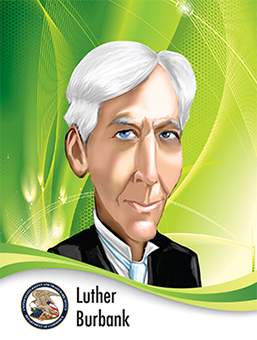 Portrait of Luther Burbank in caricature style