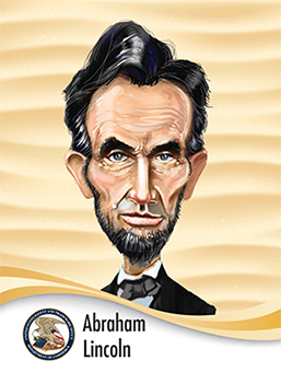 Portrait of Abraham Lincoln in caricature style