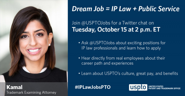 Join @usptojobs for a Twitter chat October 15 at 2pm ET