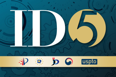 The Industrial Design Forum (ID5) which includes logos for the five largest industrial design offices in the world: the China National IP Office (CNIPA), the European Union IP Office (EUIPO), the Japan Patent Office (JPO), the Korea Intellectual Property Office (KIPO) and the USPTO. 
