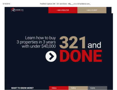specimen example: screen grab from website with text "321 and done"