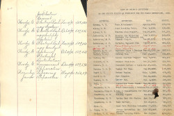 A handwritten list of inventors and patents which includes the name “James Wormley,” alongside a typed list of patents and inventors that includes the name “Miss M.E. Benjamin.” 
