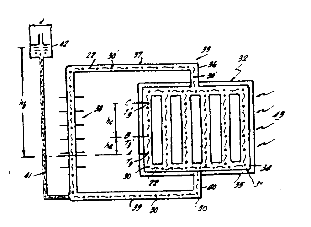 A solar heating system in which the heating transfer mediumis circulated from the heat absorbing member through the heat exchangearea by means of gravitational forces which are augmented by theuse of a transfer medium containing additives which change in state fromfluid to gaseous as they move through the system.
