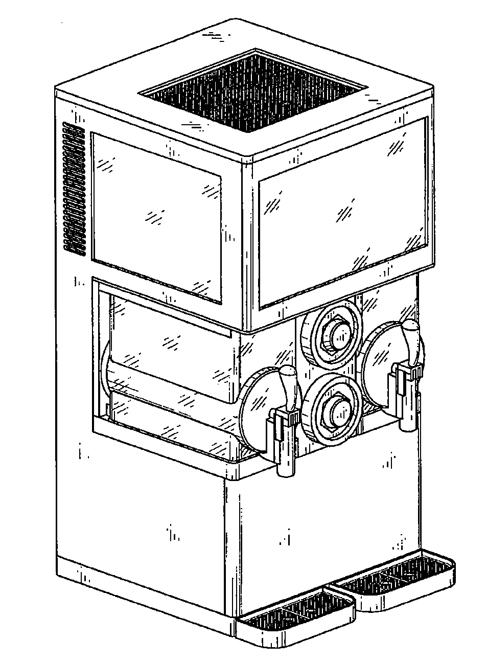 Example of a console type beverage dispenser with pluralvalve.
