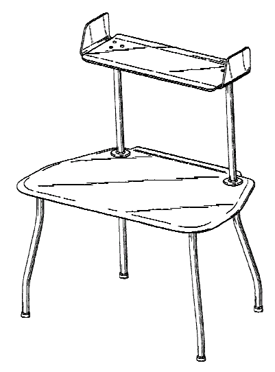 Figure 2. Example of a design for a workstation having tubular supports and shelf above work surface.
