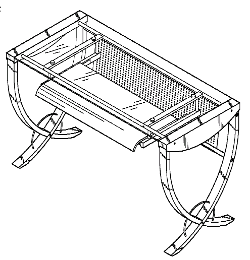 Figure 1. Example of a design for a workstation having transparent top and shelf below work surface.   
