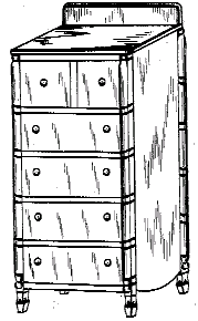 Figure 1. Example of a design for a chest of drawers with backsplash top.
