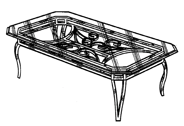Figure 1. Example of a design for a table with ornamentation under clear top.
