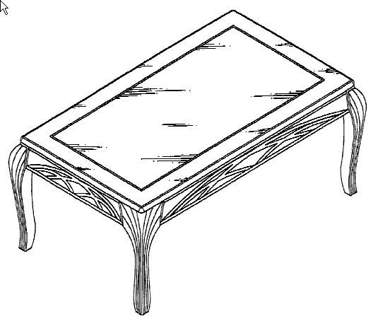 Figure 1. Example of a design for a cocktail table with support beyond the edge.
