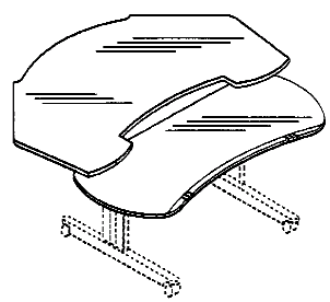 Figure 2. Example of a design for a furniture top with superposed surfaces.   
