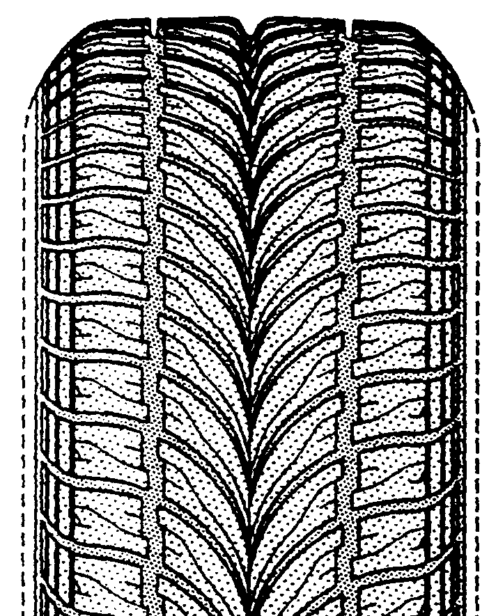 Example of directional type tire tread having equatorial 
