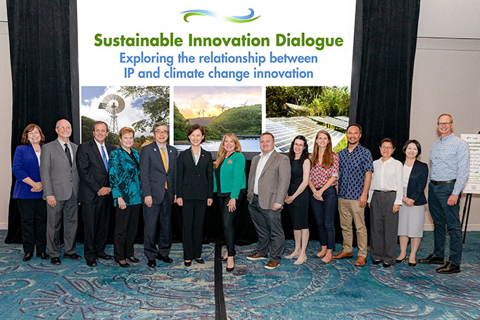 Group photo of speakers at sustainability innovation dialogue
