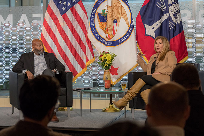 In October 2022, Director Vidal held a discussion with the USPTO’s Military Association’s President Alford Kindred on work life balance at the USPTO.