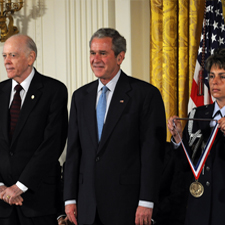 Roscoe O. Brady stands beside President George W. Bush