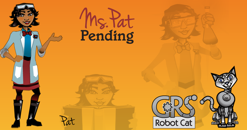Picture of Ms. Pat Pending with her robot cat Gears