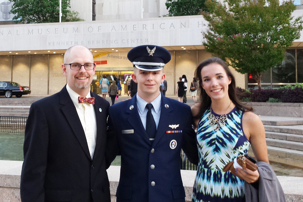 Doug Scott with former students outside of the Smithsonian Museum of American History.