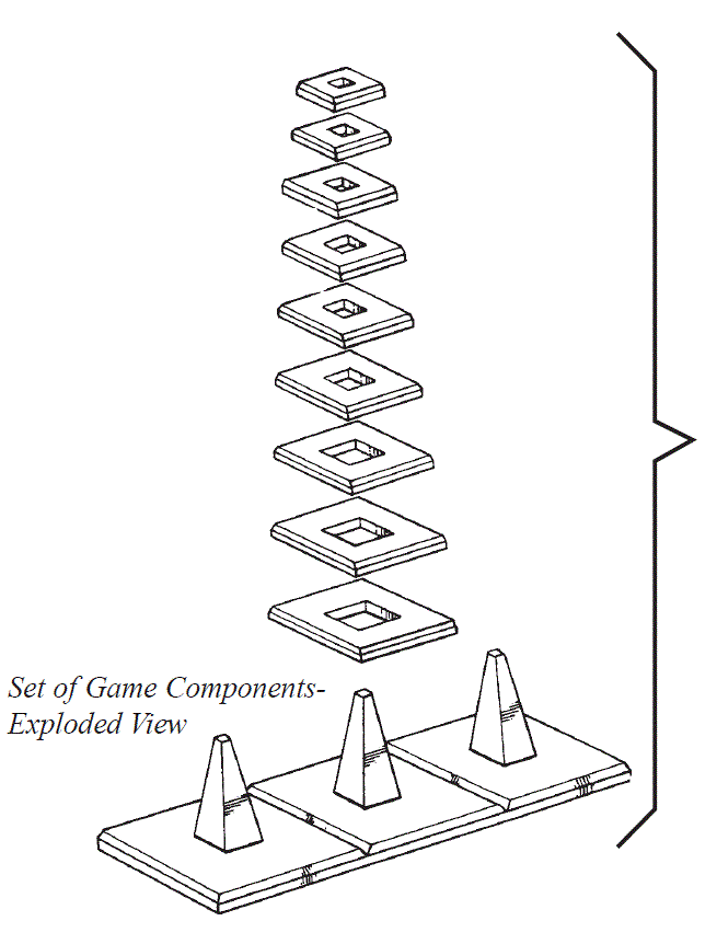 Exploded view of game components
