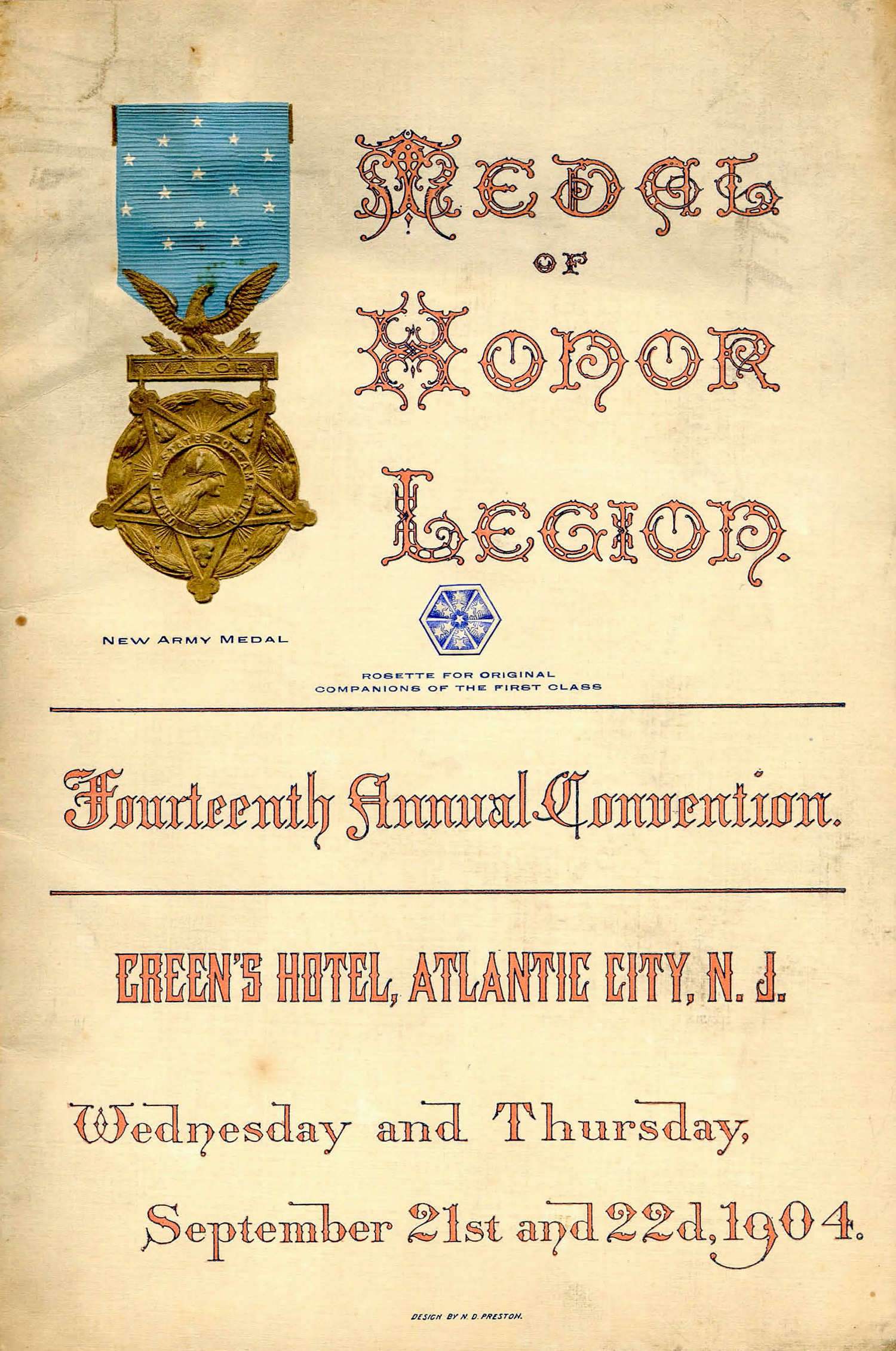 Cover page for the Medal of Honor Legion’s Fourteenth Annual Convention with an image of the redesigned Medal of Honor. 