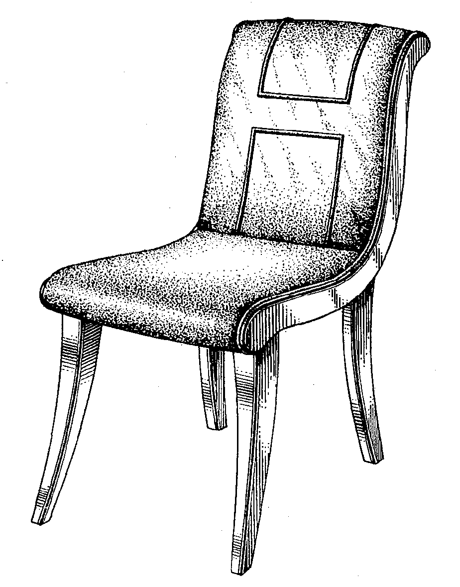 Chair with combined linear and stippled shading