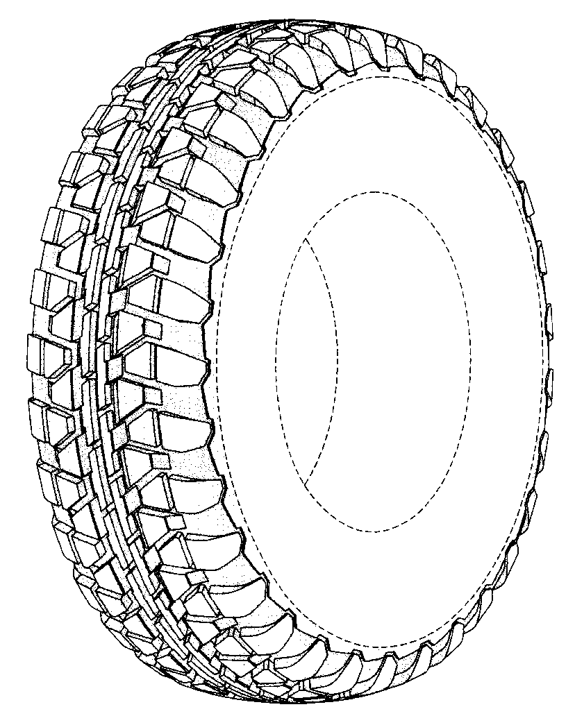 Tire with broken line disclosure