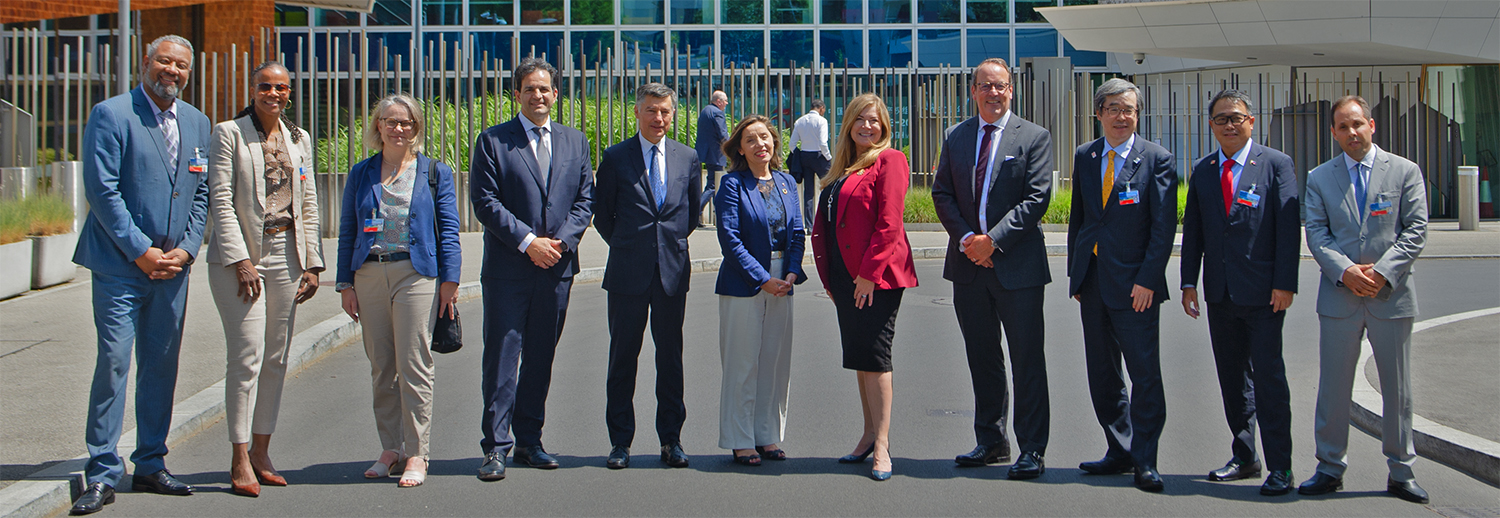 IPO heads in front of the WIPO headquarters in Geneva, Switzerland during the WIPO General Assemblies of July 2023.