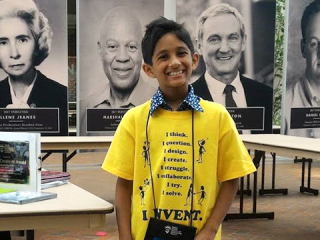  Kedar Narayan, 9-year-old inventor of Storibot, a game that teaches programming and is accessible to the visually impaired.