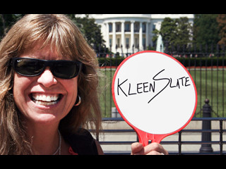 Julia Rhodes, owner of KleenSlate Concepts outside the White House