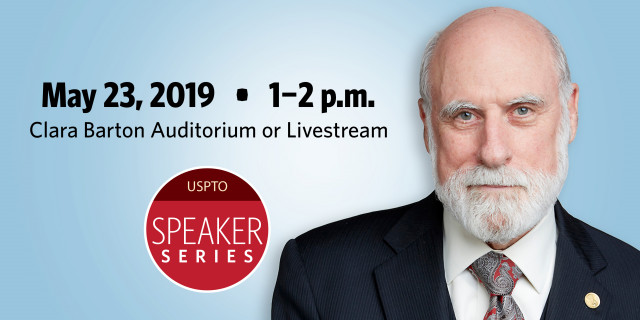 Vint Cerf portrait. May 23, 2019, 1-2 p.m. Clara Barton Auditoium or Livestream