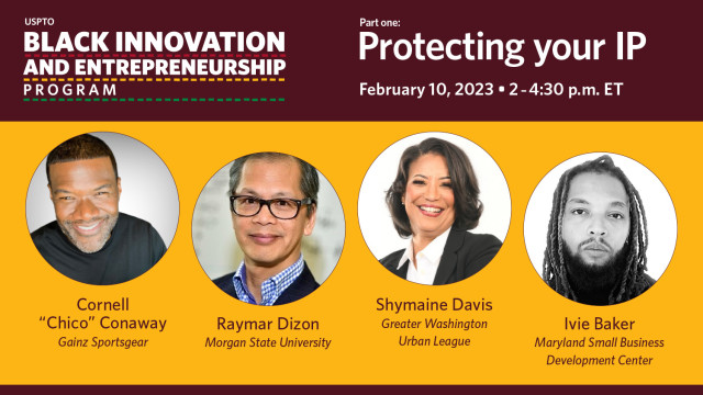 Black Innovation and Entrepreneurship program speakers, February 10, 2023 2 p.m. ET