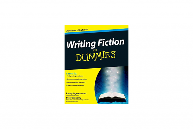 Example showing how the portion title For Dummies is used on the cover of one book in the book series. The book-specific title is Writing Fiction.