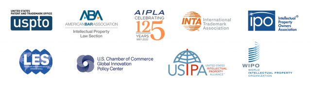 USPTO, American Bar Association, Intellectual Property Law Section, American Intellectual Property Law Association, International Trademark Association, Intellectual Property Owners Association, Licensing Executives Society, US Chamber of Commerce Global Innovation Policy Center, United States Intellectual Property Alliance, and World Intellectual Property Organization