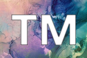 TM symbols on top of an abstract painted background