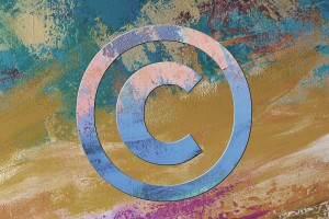 Copyright symbol on a colorful background
