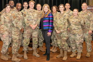 Under Secretary and Director of the USPTO, Kathi Vidal, with service members at the Breakaway Club, MacDill, AFB, Tampa, Florida