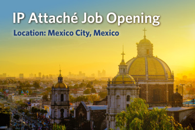  IP Attaché job opening in Mexico City announcement with image of Mexico City skyline