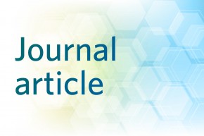 Journal article text on a blue abstract background.