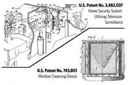 Patent 3,482,037 - home security system utilizing television surveillance. Patent 743,801 - Window cleansing device