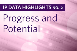 IP Data Highlights no. 2: Progress and Potential, text on a purple background.