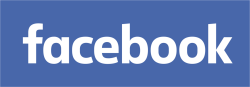 Facebook logo with white font on blue background