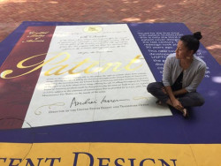 •	Inventor Spotlight: Ruth Young visiting USPTO Headquarters and admiring new patent cover design