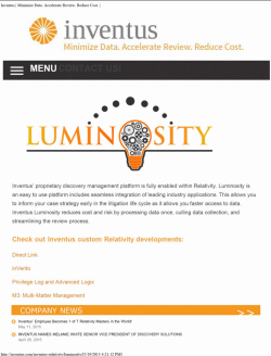 Luminosity specimen shows trademark use for a specific type of non-downloadable software. The specimen is a screenshot of an online advertisement. The trademark is shown prominently near the top of the screen.