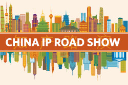 China IP roadshow graphic with skylines of both China and US
