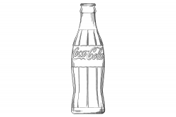 black illustrated drawing of the Coca-Cola bottle shape with the logo text in the middle of the bottle