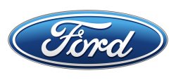 dark blue horizontal oval with white text inside that reads Ford to represent the Ford Motor Company brand