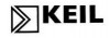 Black and white logo for KEIL