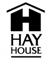  logo of black H in shape of a home above Hay House text