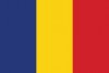 Romanian flag with vertical blue, yellow, and red stripes