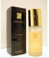 logo of Real Gold in gold text on black box. Logo of Real Gold on bottle that is clear with gold top. 