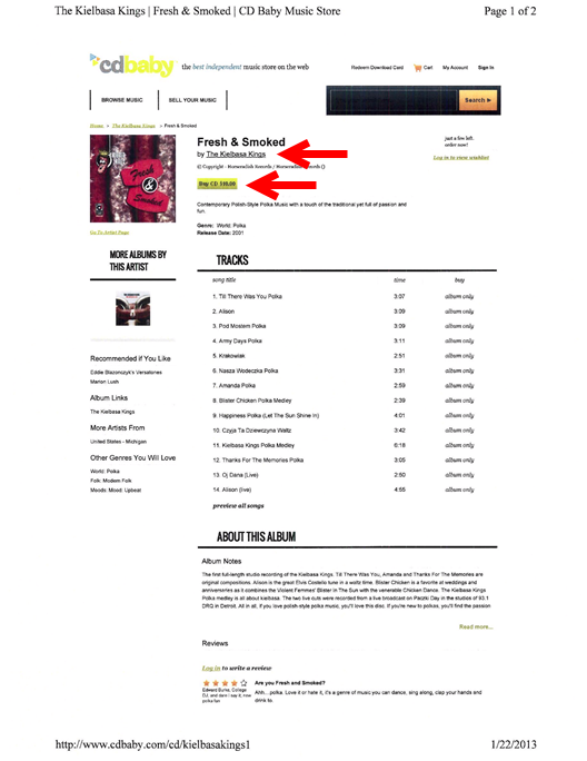 Trademark example - CD listing