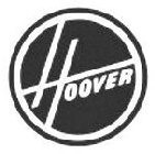 HOOVER within a black circle with a white and black border, and the word HOOVER in white stylized letters within the circle.